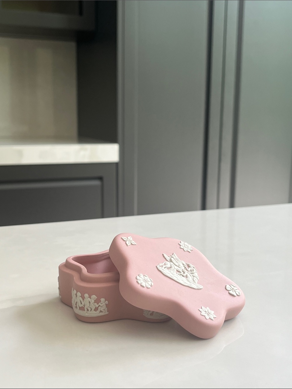 Wedgwood Jasperware Trinket Dish. Wedgwood Ballet Pink Jasperware Lidded Box.